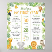 Poster Safari Animals 1st Birthday Milestone Sign (Devant)