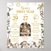 Poster Safari Animals Wild One Birthday Party Milestone (Devant)