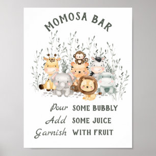 Poster Safari Animaux Baby shower Momosa Bar
