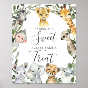 Poster Safari Animaux Baby showers Bébés sont doux signe
