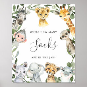 Poster Safari Animaux Baby showers Devinez Combien De Jar