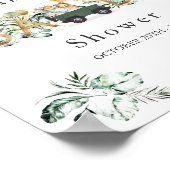 Poster Safari Animaux Conduite Par Baby shower Verdure Or (Coin)