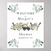 Poster Safari Animaux Conduite Par Baby shower Verdure Or (Devant)