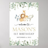 Poster Safari Animaux, Jungle, Wild One, Anniversaire Bie (Devant)