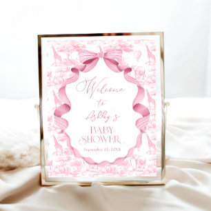 Poster Safari Animaux Toile de Jouy Baby shower Bienvenue