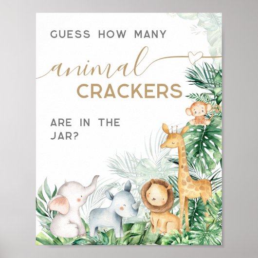 Poster Safari Baby Animals Baby shower devinette jeu (Devant)