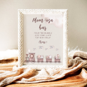 Poster Safari Baby Animals Train Baby shower Mom-osa Bar
