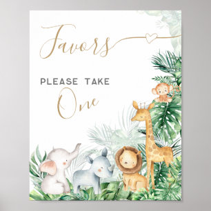 Poster Safari Bébé Animaux Baby shower Sweet faveurs