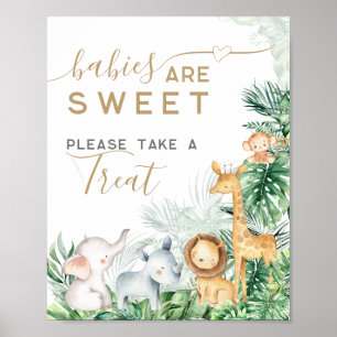 Poster Safari Bébé Animaux Baby shower Sweet Treat