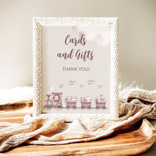 Poster Safari Bébé Animaux Cartes de train et cadeaux