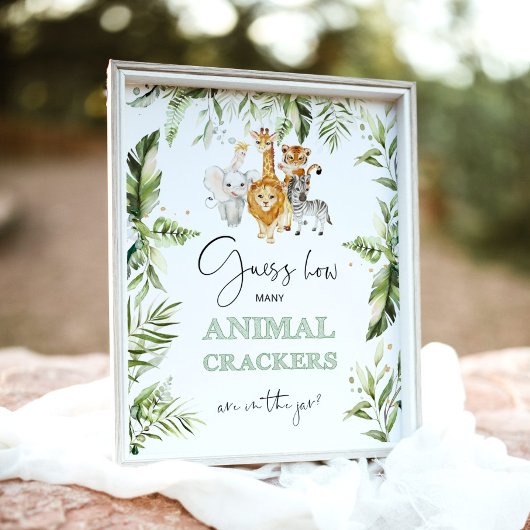 Poster Safari Combien de crackers animaux dans le bocal