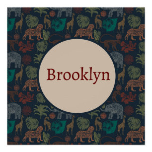 Poster Safari de jungle Vintage personnalisée