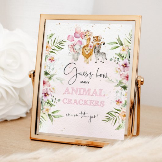 Poster Safari floral Combien de crackers animaux dans le 