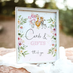 Poster Safari floral tropical animaux Cartes et cadeaux