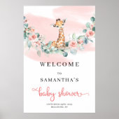Poster Safari Giraffe Eucalyptus Baby shower fille Bienve (Devant)