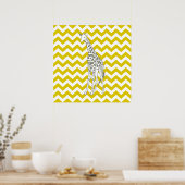 Poster Safari Golden Poppy Chevron avec Giraffe Pop Art (Cuisine)