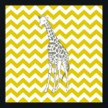 Poster Safari Golden Poppy Chevron avec Giraffe Pop Art<br><div class="desc">Mod Chevron motif dans la palette de couleurs Safari Moods d'Emporio Moffa,  avec la girafe pop art sur un côté.</div>
