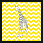 Poster Safari Jaune d'or Chevron avec Giraffe d'art pop<br><div class="desc">Mod Chevron motif dans la palette de couleurs Safari Moods d'Emporio Moffa,  avec la girafe pop art sur un côté.</div>
