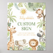 Poster Safari Jungle Animaux Anniversaire Table (Devant)