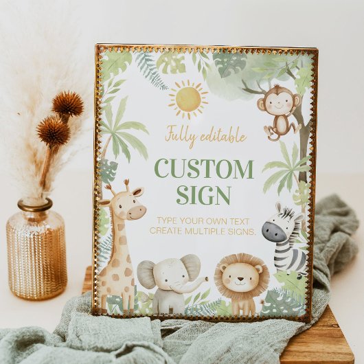 Poster Safari Jungle Animaux Anniversaire Table