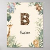 Poster Safari Jungle Personalized Name Monogram B Nursery (Devant)