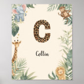 Poster Safari Jungle Personalized Name Monogram C Nursery (Devant)