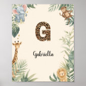 Poster Safari Jungle Personalized Name Monogram G Nursery (Devant)