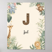Poster Safari Jungle Personalized Name Monogram J Nursery (Devant)