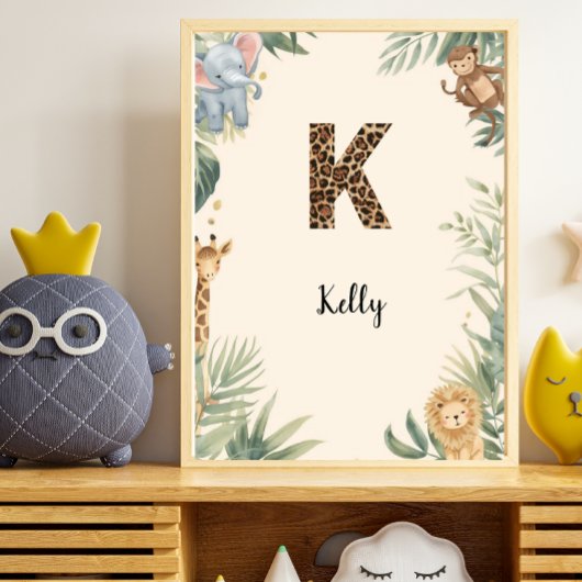 Poster Safari Jungle Personalized Name Monogram K Nursery