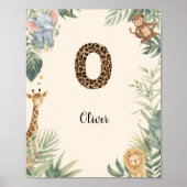 Poster Safari Jungle Personalized Name Monogram O Nursery (Devant)
