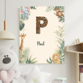 Poster Safari Jungle Personalized Name Monogram P Nursery