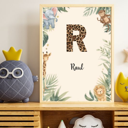 Poster Safari Jungle Personalized Name Monogram R Nursery