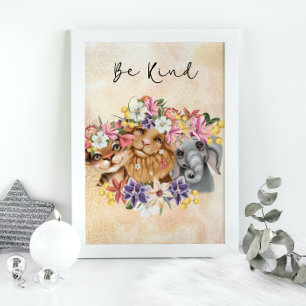 Poster Safari jungle sauvage bébé fete eau Gold
