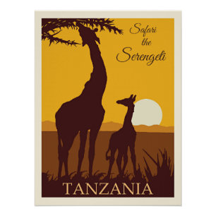Poster Safari le Serengeti, Tanzanie,