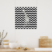 Poster Safari noir Chevron avec Giraffe d'Art pop (Cuisine)