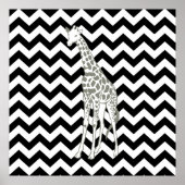 Poster Safari noir Chevron avec Giraffe d'Art pop (Devant)