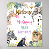 Poster Safari Party Animaux Fille sauvage Bienvenue (Devant)