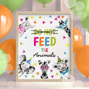 Poster Safari Party Animaux ne pas nourrir les animaux Si