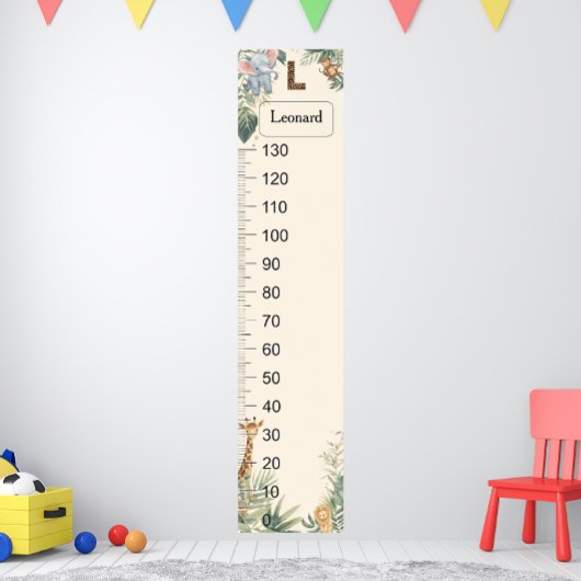 Poster Safari Personalized Name Monogram L Growth Chart