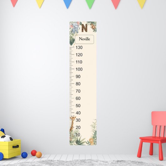 Poster Safari Personalized Name Monogram N Growth Chart
