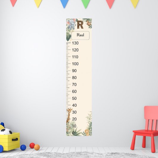 Poster Safari Personalized Name Monogram R Growth Chart