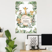 Poster Safari sauvage Animaux Verdure rustique Anniversai (Bureau à domicile)