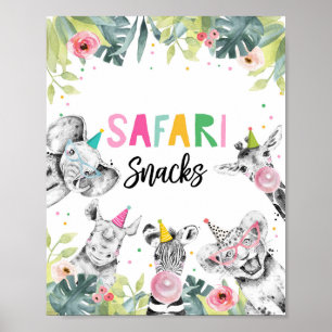 Poster Safari Snack Safari Party Animaux Signal d'anniver