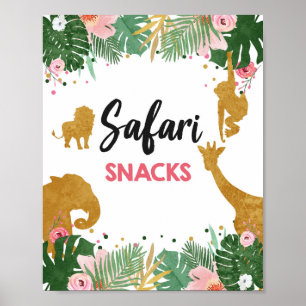 Poster Safari Snacks Aliments Animaux Fille Signal d'anni