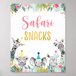 Poster Safari Snacks Pink Gold Party Animal Anniversaire