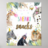 Poster Safari Snacks Safari Party Animaux Signal d'annive (Devant)