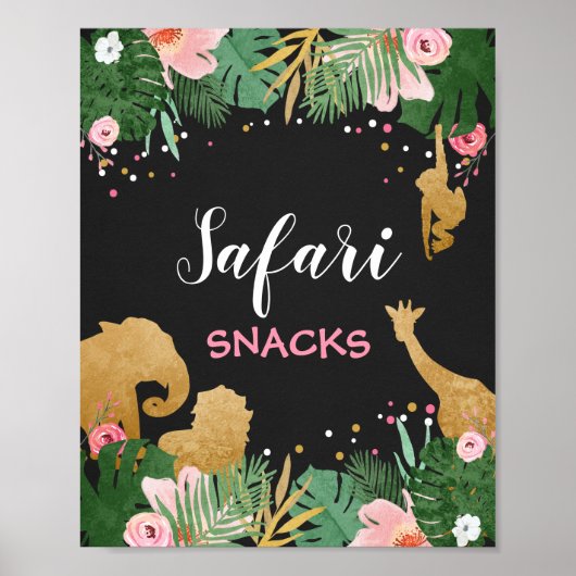 Poster Safari snacks Sign Zoo Jungle Décor de table (Devant)