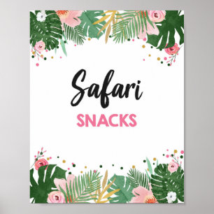 Poster Safari Snacks Tropical Safari Girl Signal d'annive