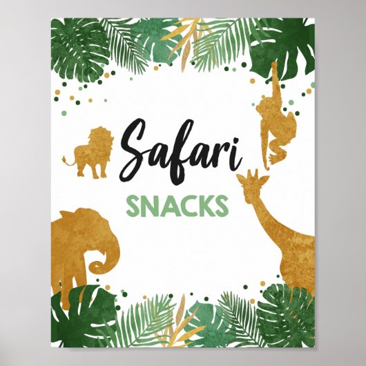 Poster Safari Snacks Wild Animaux Gold Anniversaire (Devant)