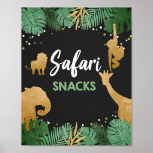 Poster Safari Snacks Wild Animaux Gold Anniversaire